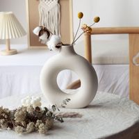 Moderne Donut Vase Weiss matt – 2er Set