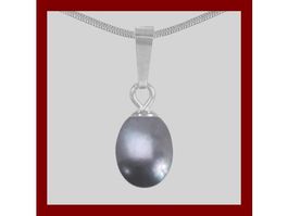 Süsswasser-Zuchtperle dunkelgrau Anhänger Silber 925