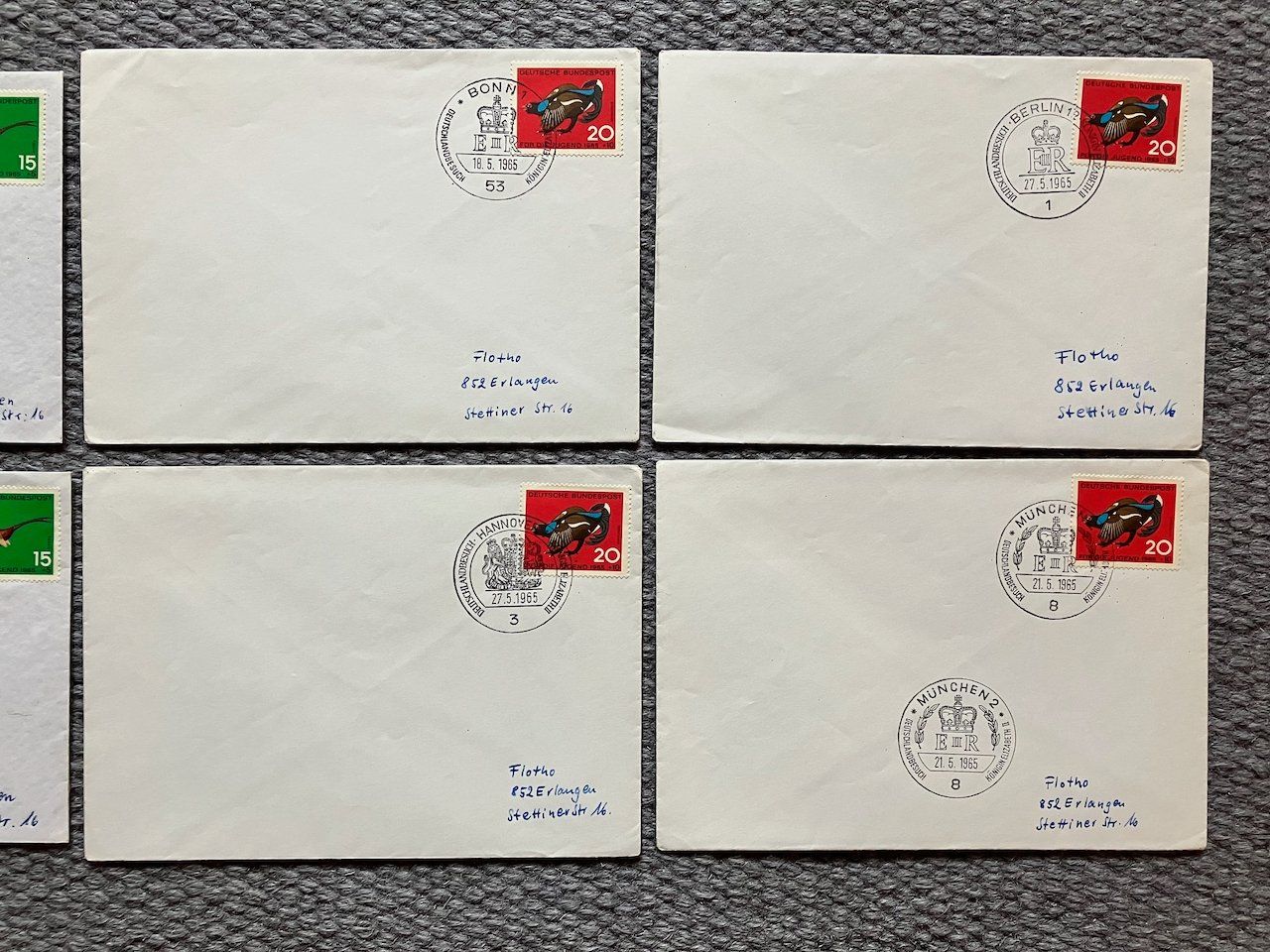 Tutti i francobolli: BRD - 8 Belege mit versch. Sonderstempeln 1965 – Usato da Nesslau venduto da zueri6 2