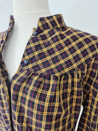 BLUSE PETER HAHN 38 M KARO VINTAGE,  TOP ZU JEANS HOSE ROCK