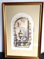 Aquarelle originale signée "E.de Poncins" Cadre doré  41x61