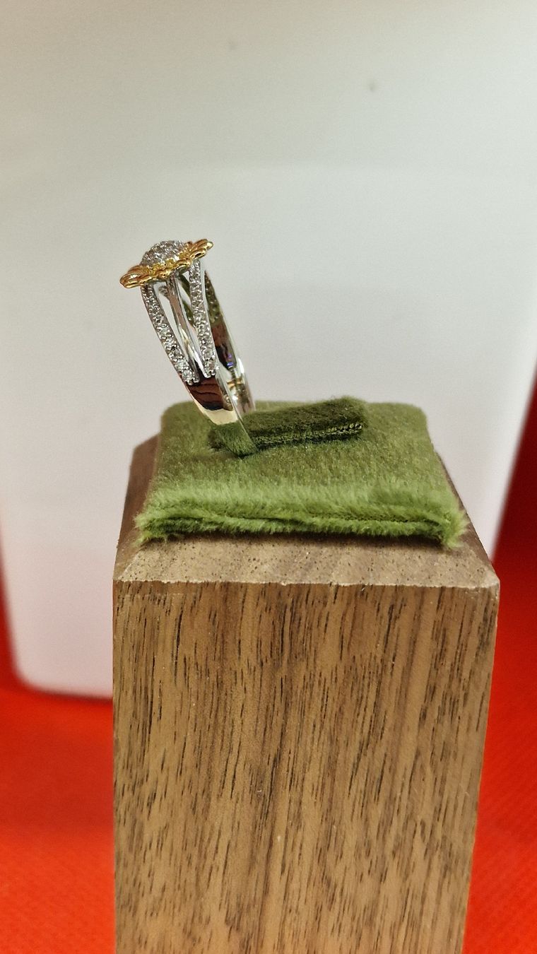 Anelli: Sonnenblumen Ring , Gold/Silber, Farbe Grösse 19 – Nuovo (secondo la descrizione) da Herisau venduto da Antiques.AR 1