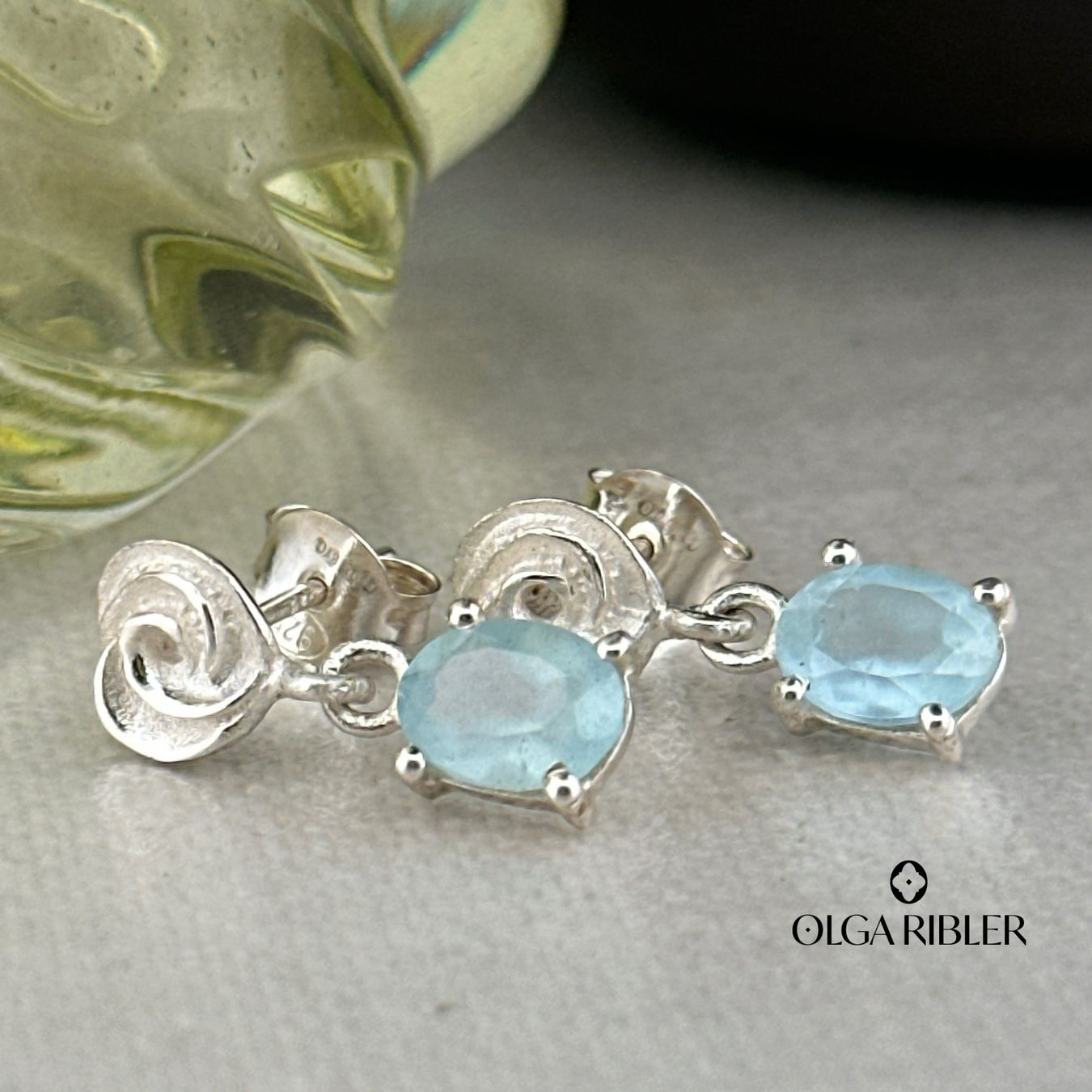 Olga Ribler Orecchini pendenti & Orecchini a lobo: Ohrstecker mit Aquamarin, Silber 925 – Nuovo (secondo la descrizione) da Luzern venduto da Schmuckoutlet 4