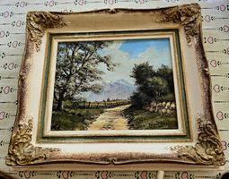 Ölgemälde Landschaft J. Leuthold mit Rahmen 39x36cm