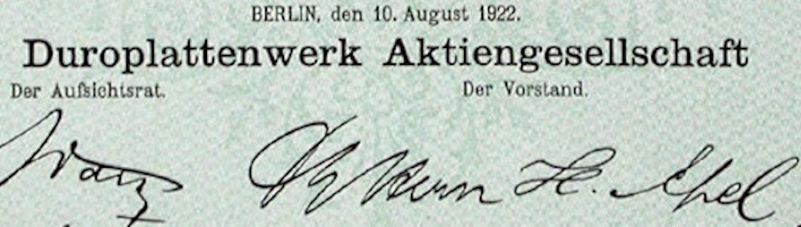 Documenti: Duroplattenwerk AG, Berlin - 1922 – Usato da Solothurn venduto da Sgasche 1
