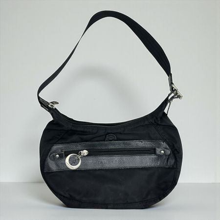 Sac à bandoulière Lamarthe en tissu et cuir noir