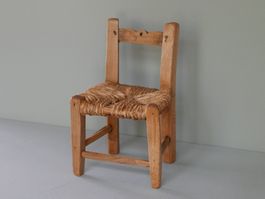 ALTER TESSINER PUPPENSTUHL MIT SITZFLÄCHE AUS BINSEN