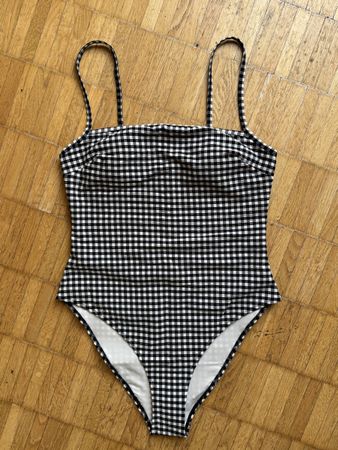 NEW H&M Swimsuit Black White Gingham Pattern Size S