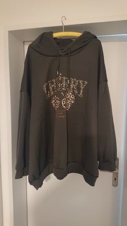 Antrazit Hoodie mit Leopardenmuster. Gr 8xl ca Gr 60