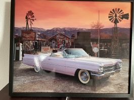 Pink Cadillac, gerahmtes Bild, beleuchtet