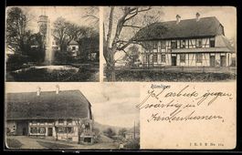 AK Rümligen, Fachwerkhaus, Partie im Park