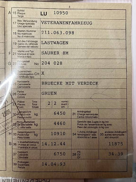 Modellini d'auto: Saurer 8M – Usato da Wolhusen venduto da Zemger 4