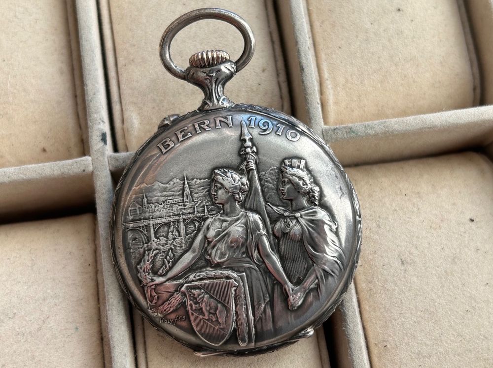 Montre De Poche Vintage Swiss Perret 1910 - Mouvement Mécanique Fiable - Occasion, Non Modifiée