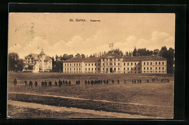 Cartoline postali: St. Gallen, Kaserne, Gesamtansicht mit S – Usato da Berlin venduto da bartko-reher
