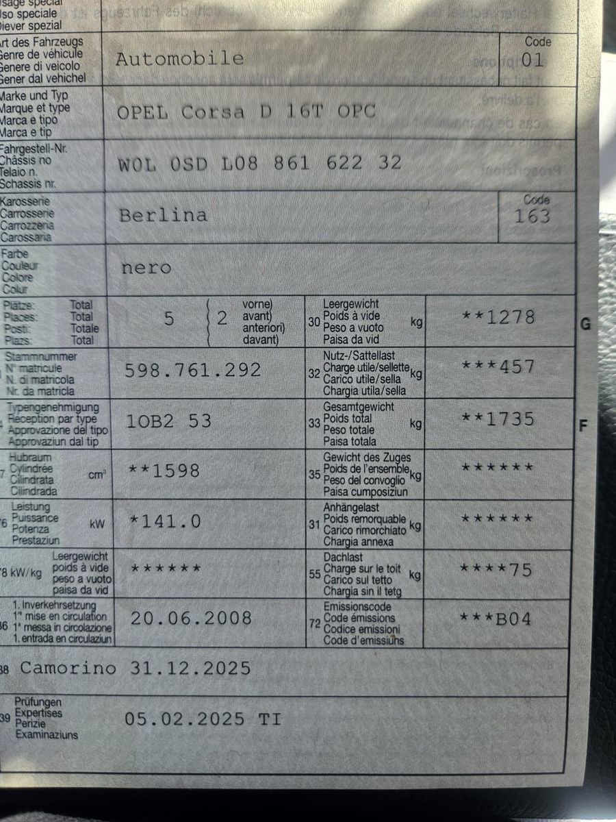 Opel Automobili: OPEL CORSA D OPC – Difettoso da Gordola venduto da sai_2bz9 9
