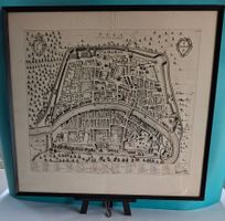 Alte Stadtkarte von Pisa, Stich gerahmt, Top! Rarität!