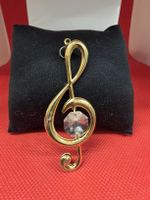 Anhänger Violinschlüssel goldfarben mit Kristallstein
