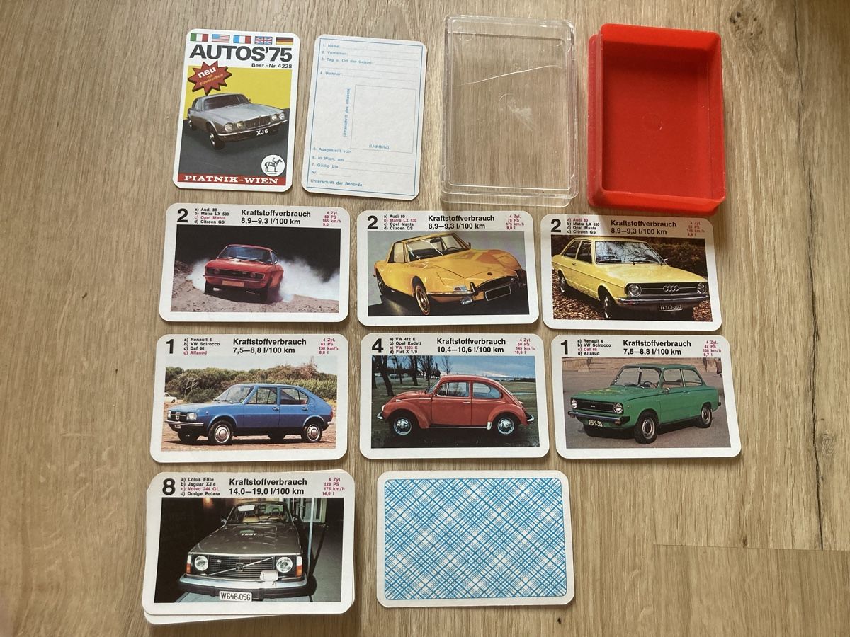 Spiele: QUARTETT Autos '75 , 32 Spielkarten – Gebraucht aus Wichtrach von Queensparkunite