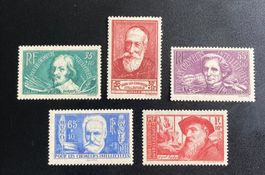 Frankreich, Wohlfahrtsmarken (1938), 5 Werte (*, mit Falz)