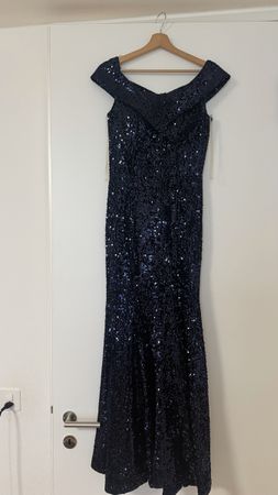 Elegantes dunkelblaues Paillettenkleid – Grösse 36 