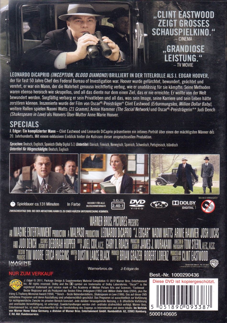 Tutti i DVDs: DVD: J. Edgar (mit Leonardo DiCaprio) – Usato da Tägerig venduto da fil_f8k6 1