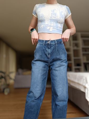 FUTUREPEOPLE WIDELEG JEANS, BLAU