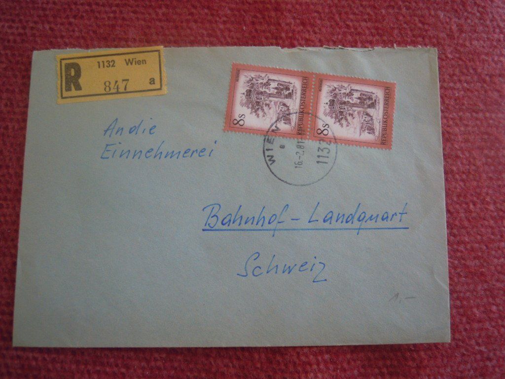 Couverts & Versandtaschen: Gelaufene Briefcouvert mit Marken + Stempel – Gebraucht aus Landquart von hennachebia 2
