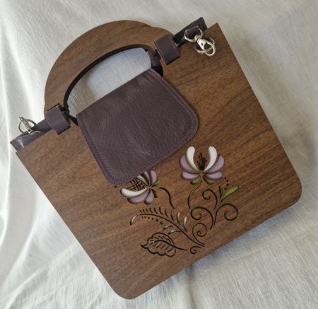 Luxus Design Holz-Handtasche & Portemonnaie – Unikat NEU