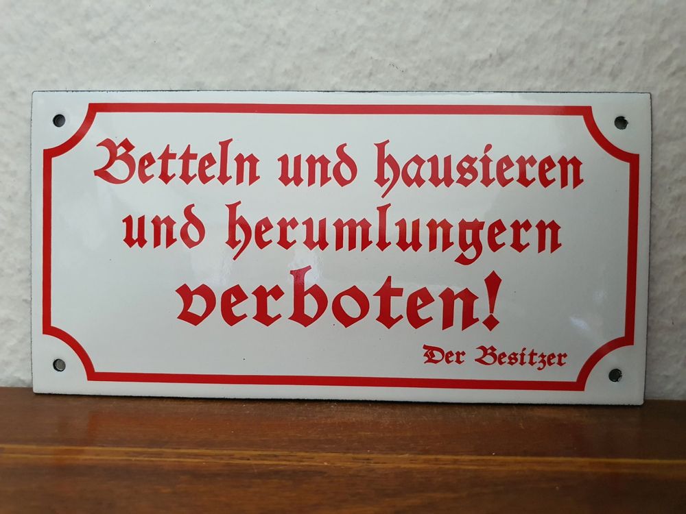 Emailschild Betteln Hausieren Verboten Spruch Emaille Schild Kaufen