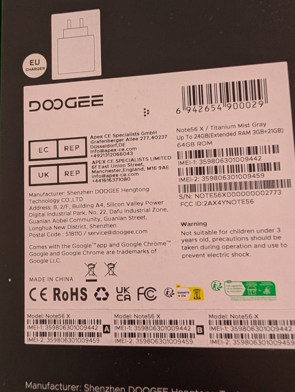 Telefoni cellulari / Smartphones: Doogee Note56x – Usato da Röschenz venduto da Beng 1