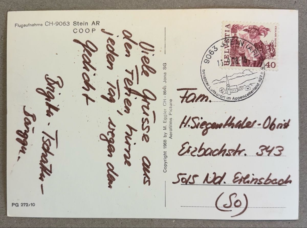 Cartoline postali: Flugaufnahme Stein AR – Usato da Luzern venduto da Balbel 1