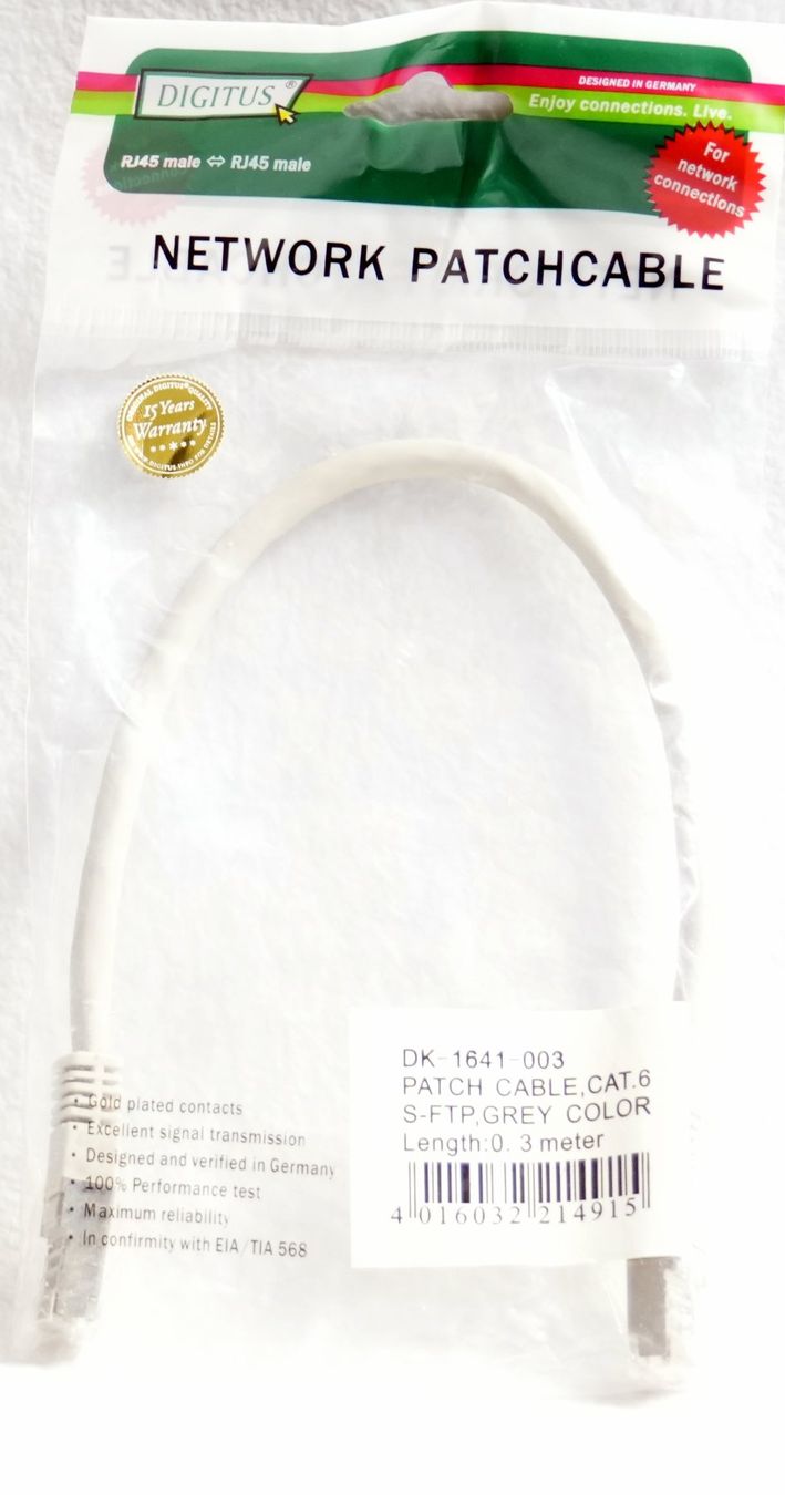 Cavi: DIGITUS Patch Kabel RJ45 - 0.3m - Cat 6 250MHz – Nuovo e nell'imballaggio originale da Winterthur venduto da Sawomiju