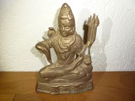 Sitzende Shiva Statue Skulptur messing