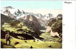 WENGEN in den Alpen (ein Bergsteiger im Sommer) ca. 1910 BE