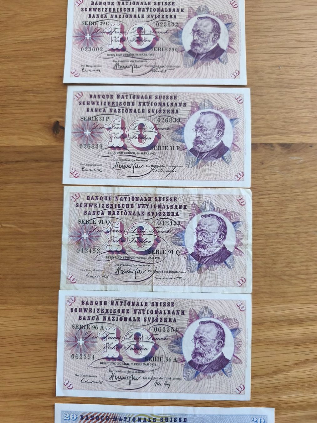 Banknoten: Schweizer Banknoten 10er, 20er, 50er – Gebraucht aus Rubigen von HEIDA_82 1