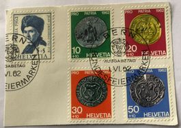 PRO PATRIA BRIEFMARKEN SET GESTEMPELT 1962