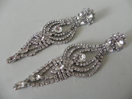 1 Paar elegante vintage Ohrringe mit Strass (Länge 10 cm)