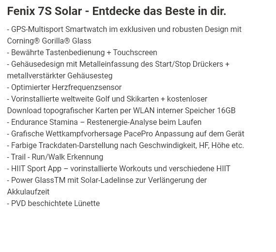 Garmin Smartwatch: Garmin Fenix 7S Solar – Nuovo (secondo la descrizione) da Belp venduto da  2