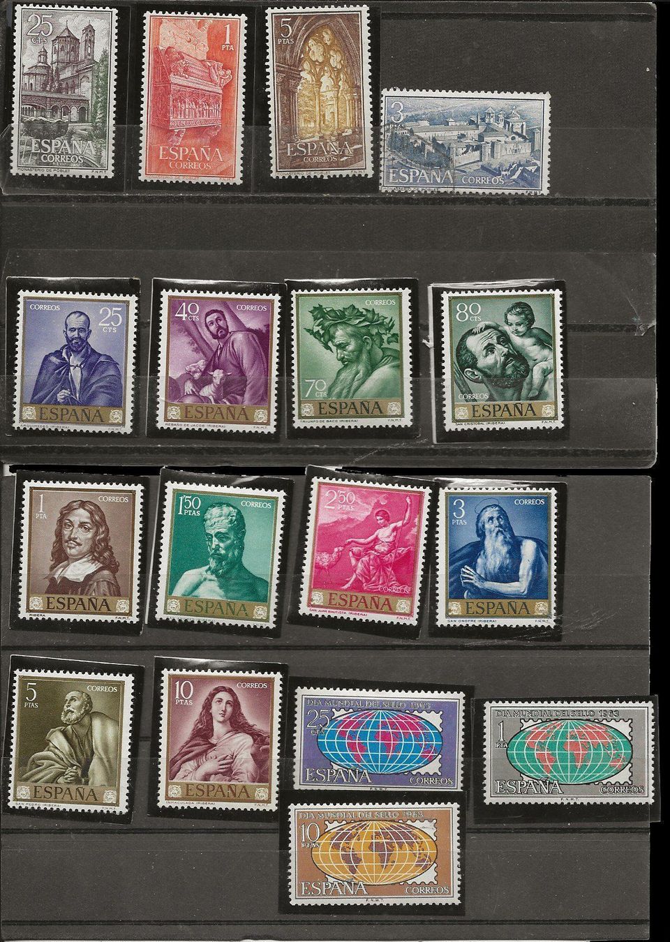 Tutti i francobolli: Espagne lot 1962 63 ob et ** – Usato da Sion venduto da PierreP01 1