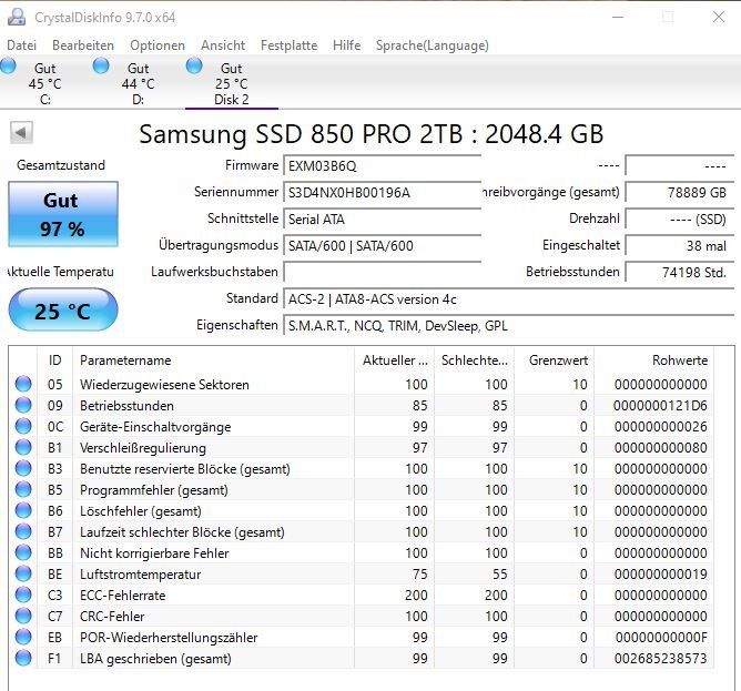 Samsung Disques durs: Samsung SSD 850 Pro 2.0TB – D'occasion à Gossau SG par luuuda_chris 2