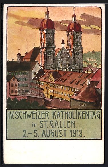 Ansichtskarten: St. Gallen, IV. Schweizerischer Katholik – Gebraucht aus Berlin von bartko-reher