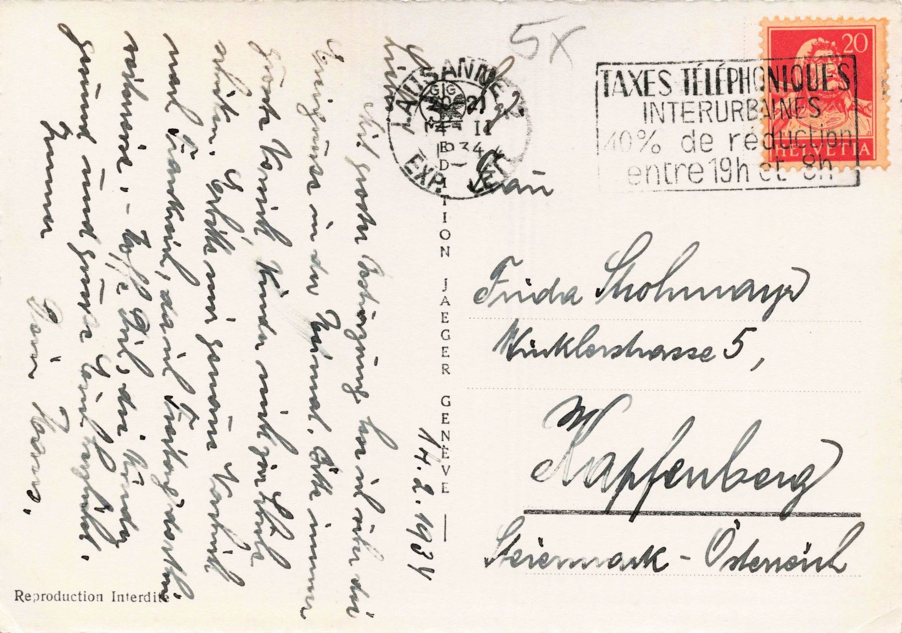 Cartoline postali: Lausanne – Usato da Biasca venduto da Blenio71 1