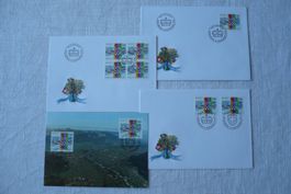 1995 3 FDC + 1 MK Gemeinschaftsausgabe CH - FL SBK 886