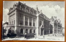 Lausanne - St. François - Tram devant la Banque Vaudoise