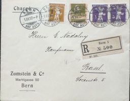 Briefumschlag mit Briefmarken und Stempel von 1917