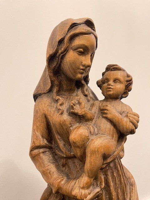 Figuren: Madonna mit Kind, Antike Holzfigur, geschnitzt – Gebraucht aus Schaffhausen von Stokar99 1
