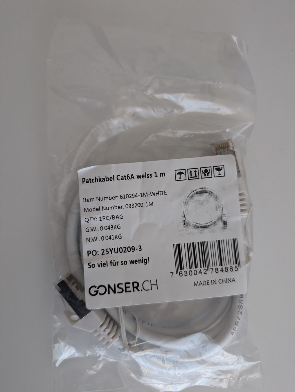 Câbles: Patchkabel Cat6A weiss 1 m neu – Neuf (Voir description) à Wil SG par mr_ra