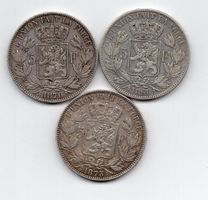 (1036) Belgien, 3 x 5 Francs, 1868, 1870, 1873, vz