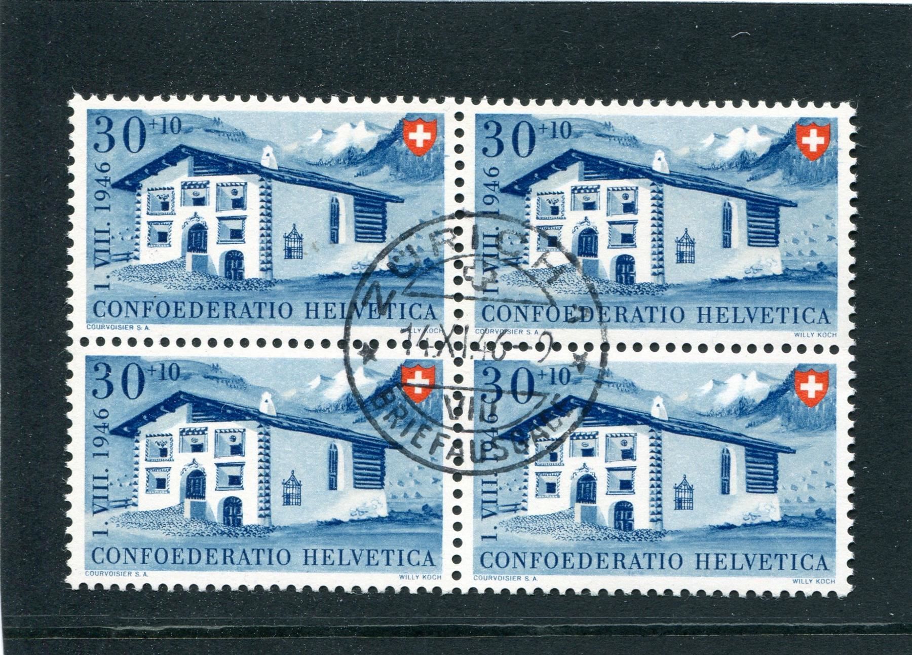 Alle Briefmarken: 1946 PP Nr. 33 im V'block gestempelt – Gebraucht aus Winterthur von Kyoung