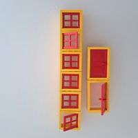 Alte gelb / rote Lego Fenster und Türen gemäss Fotos